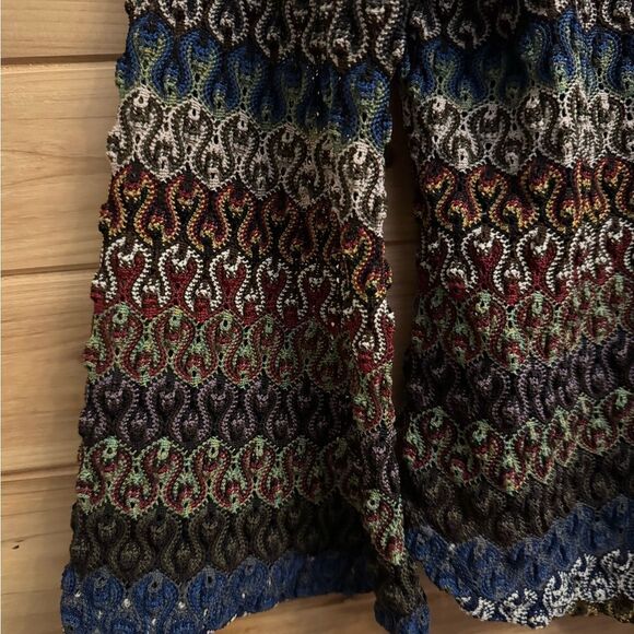 Y2K Venezia Size XLarge Retro Crinkle Textured Swirly V Neck Flare Sleeve Blouse - Picture 2 of 11